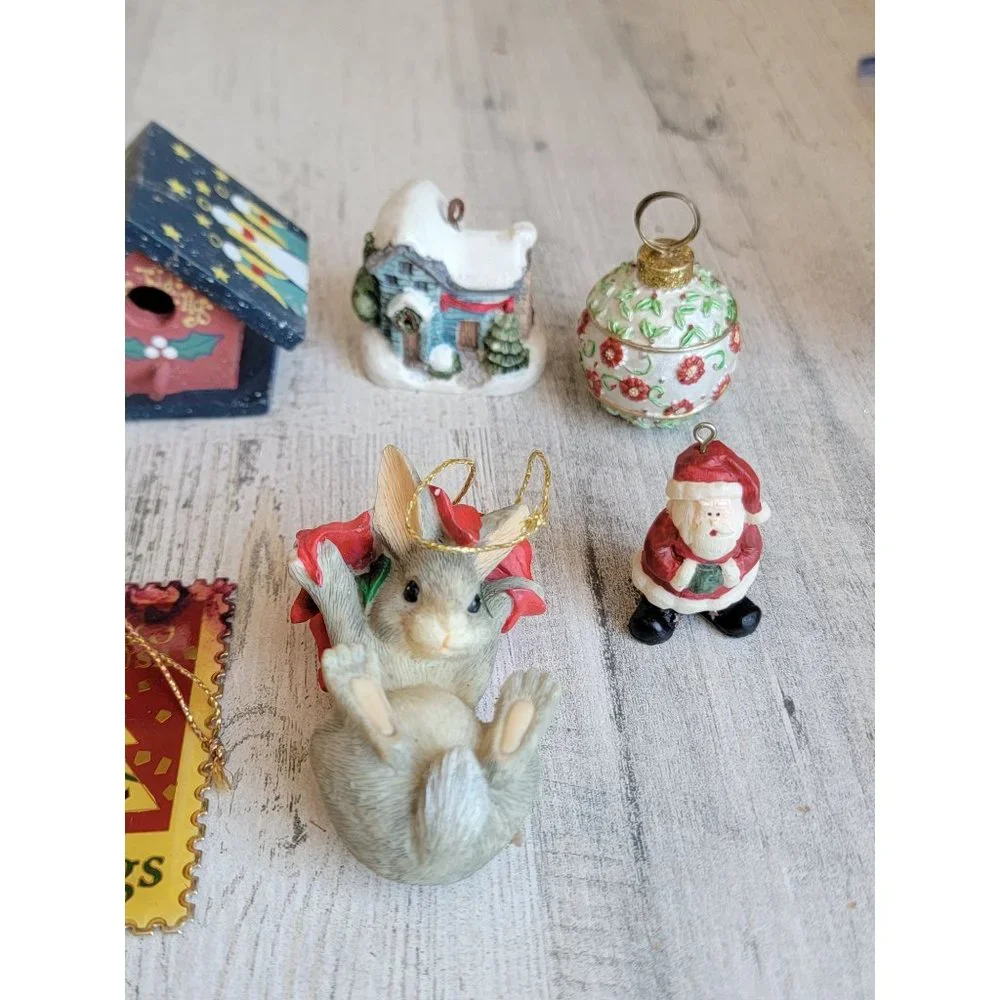 Variety rabbit santa Birdhouse house mini ornament Xmas set‎